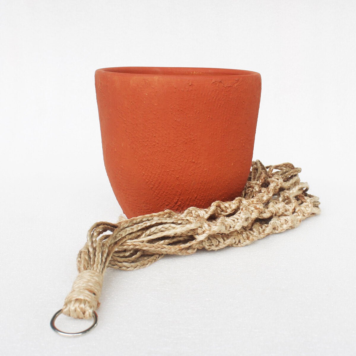 Classic Terracotta Planter with Jute Macrame Hanger Design 2 | Verified Sustainable by Brown Living™