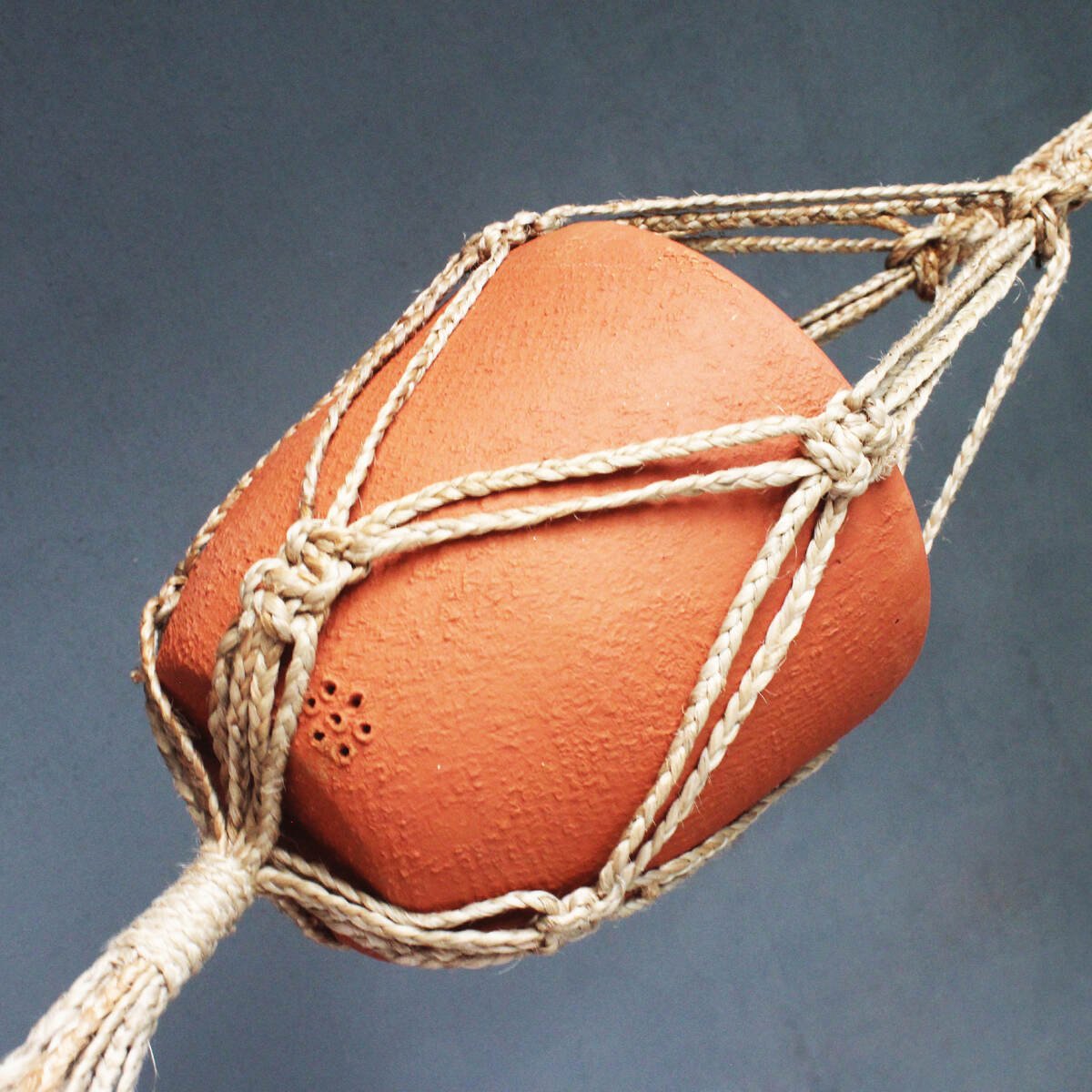 Classic Terracotta Planter with Jute Macrame Hanger Design 3 | Verified Sustainable by Brown Living™