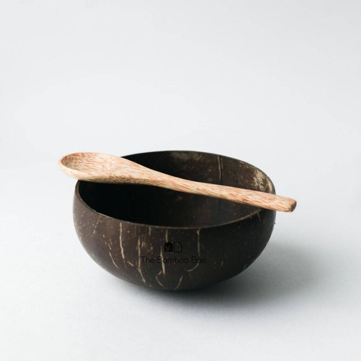 Coconut Bowl & Coconut Wood Cutlery | Naturally Polished Bowl – Plates & Bowls on Brown Living™. SKU: TBB - 27. Img 2.