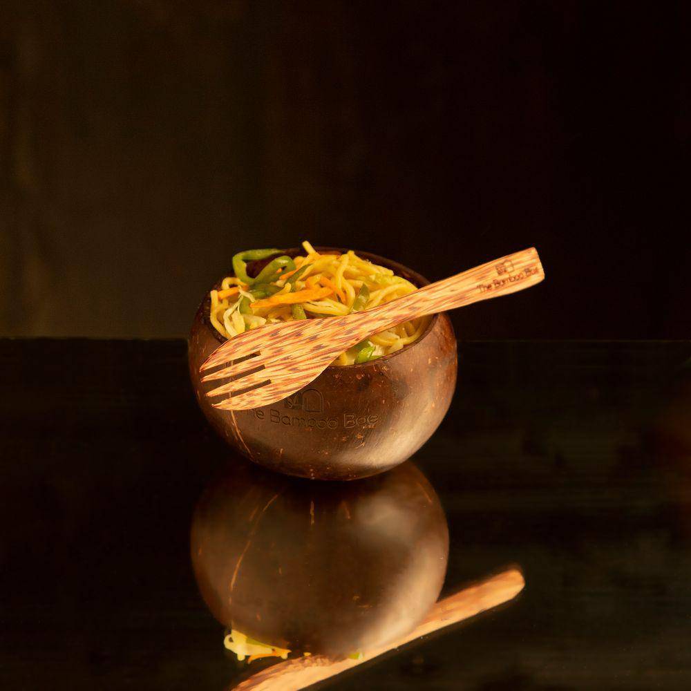 Coconut Bowl & Coconut Wood Cutlery | Naturally Polished Bowl – Plates & Bowls on Brown Living™. SKU: TBB - 27. Img 1.