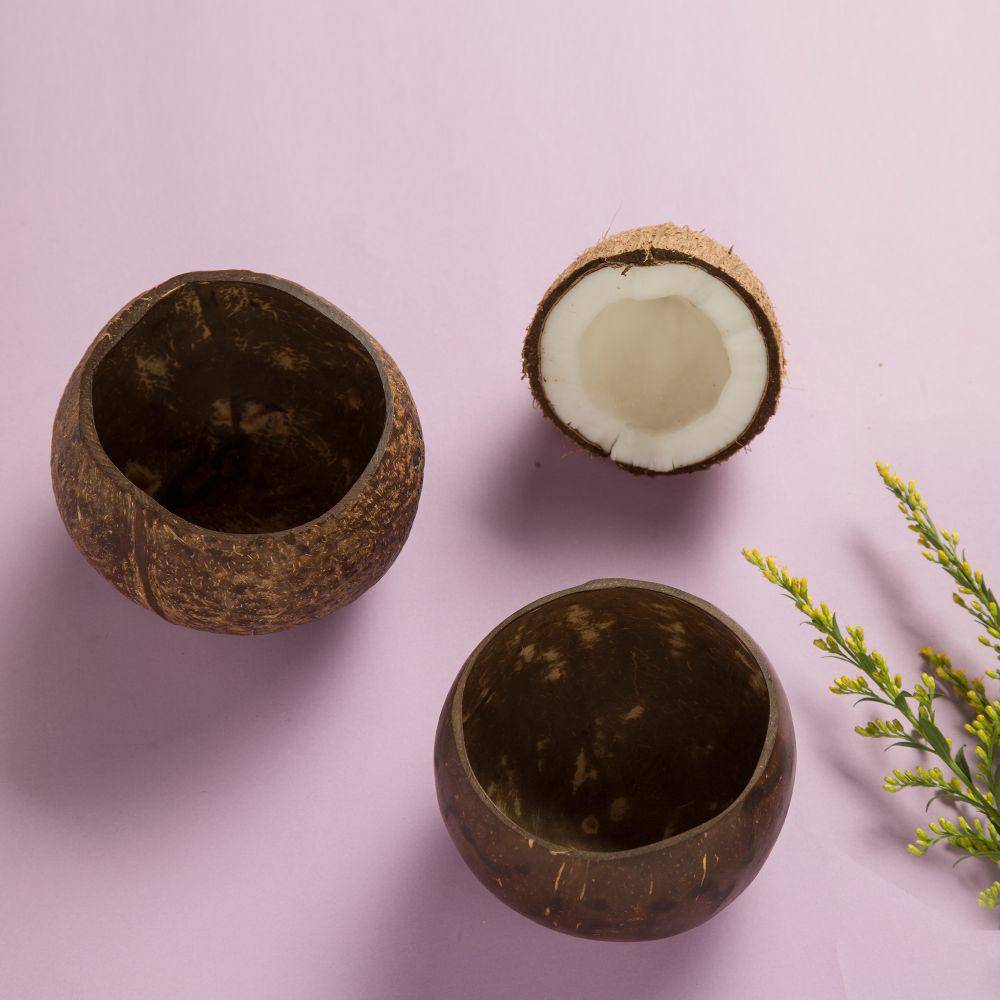 Coconut Bowl & Coconut Wood Cutlery | Naturally Polished Bowl – Plates & Bowls on Brown Living™. SKU: TBB - 27. Img 4.