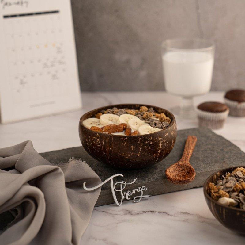 Coconut Bowl /Shell + Spoon,(500 ML, Pack of 1) – Plates & Bowls on Brown Living™. SKU: 173 - 05704 - pala - coconut - shell - random - soup - bowl - 600 - ml - 1 - . Img 1.
