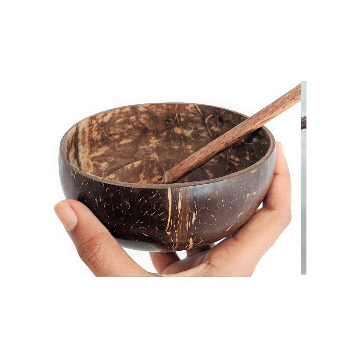 Coconut Bowl /Shell + Spoon,(500 ML, Pack of 1) – Plates & Bowls on Brown Living™. SKU: 173 - 05704 - pala - coconut - shell - random - soup - bowl - 600 - ml - 1 - . Img 2.