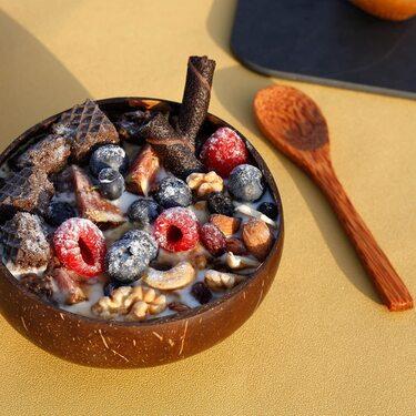 Coconut Bowl /Shell + Spoon,(500 ML, Pack of 1) – Plates & Bowls on Brown Living™. SKU: 173 - 05704 - pala - coconut - shell - random - soup - bowl - 600 - ml - 1 - . Img 3.
