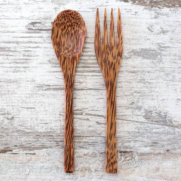 Buy Coconut Cutlery | Set of 1 (Spoon & Fork) | Shop Verified Sustainable Cutlery Kit on Brown Living™