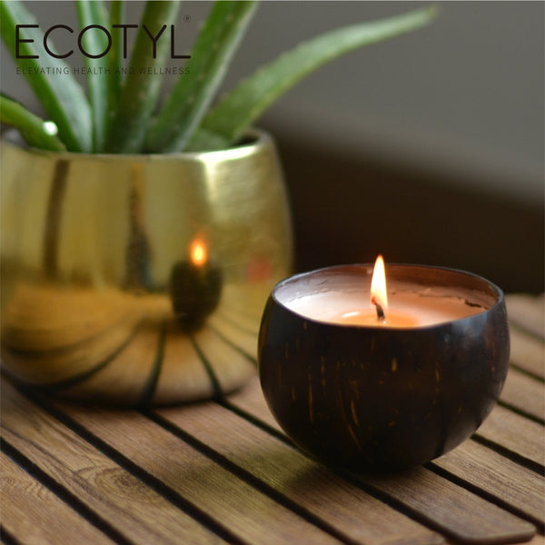 Buy Coconut Shell Candle - Patchouli & Rosewood | Pure Soy Wax | 100g | Shop Verified Sustainable Candles & Fragrances on Brown Living™