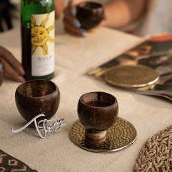 Coconut Shell Eco - friendly - Wine Glass | Set of 2 – Glasses & Tumblers on Brown Living™. SKU: 173 - 09016 - Q2 - MWO6 - FOXF. Img 2.