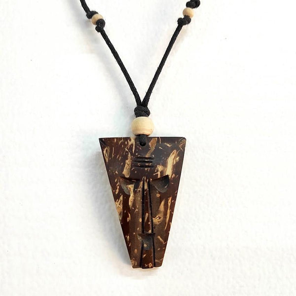 Buy Coconut Shell Pendant - Trible Face Design | Shop Verified Sustainable Womens Charms & Pendants on Brown Living™