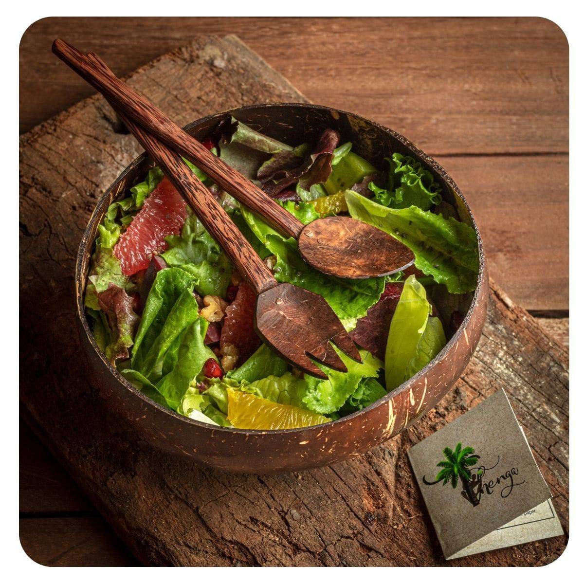 Coconut Shell Spoon & Fork - Set of 2 Natural & Handmade | Verified Sustainable by Brown Living™