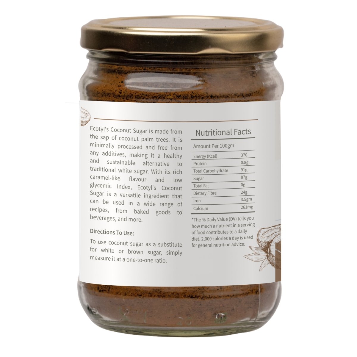 Coconut Sugar - 300g | Blossom Sugar | Natural Sweetener – Cooking & Baking Supplies on Brown Living™. SKU: ECOTYL00008. Img 6.