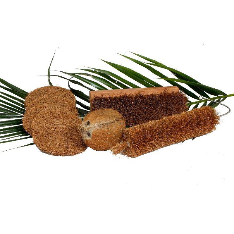 Coir Fiber Brush Set - Bottle Cleaning Brush, Multipurpose Brush, 5 Utensil Scrub | Verified Sustainable by Brown Living™