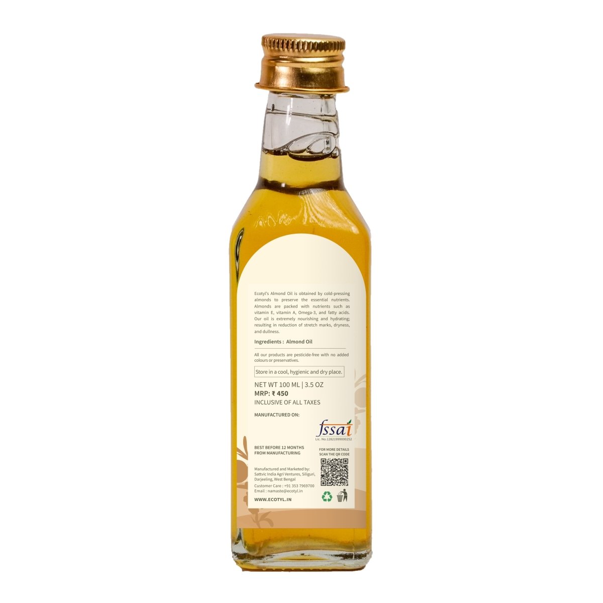 Cold Pressed Almond Oil - Sweet | Haircare & Skincare - 100ml – Cooking Oils on Brown Living™. SKU: ECOTYL00010. Img 6.