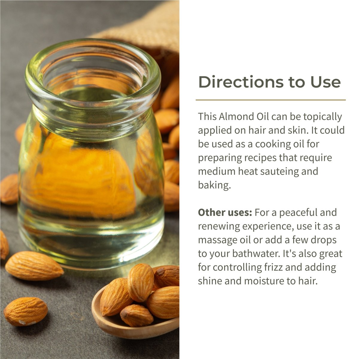Cold Pressed Almond Oil - Sweet | Haircare & Skincare - 100ml – Cooking Oils on Brown Living™. SKU: ECOTYL00010. Img 4.