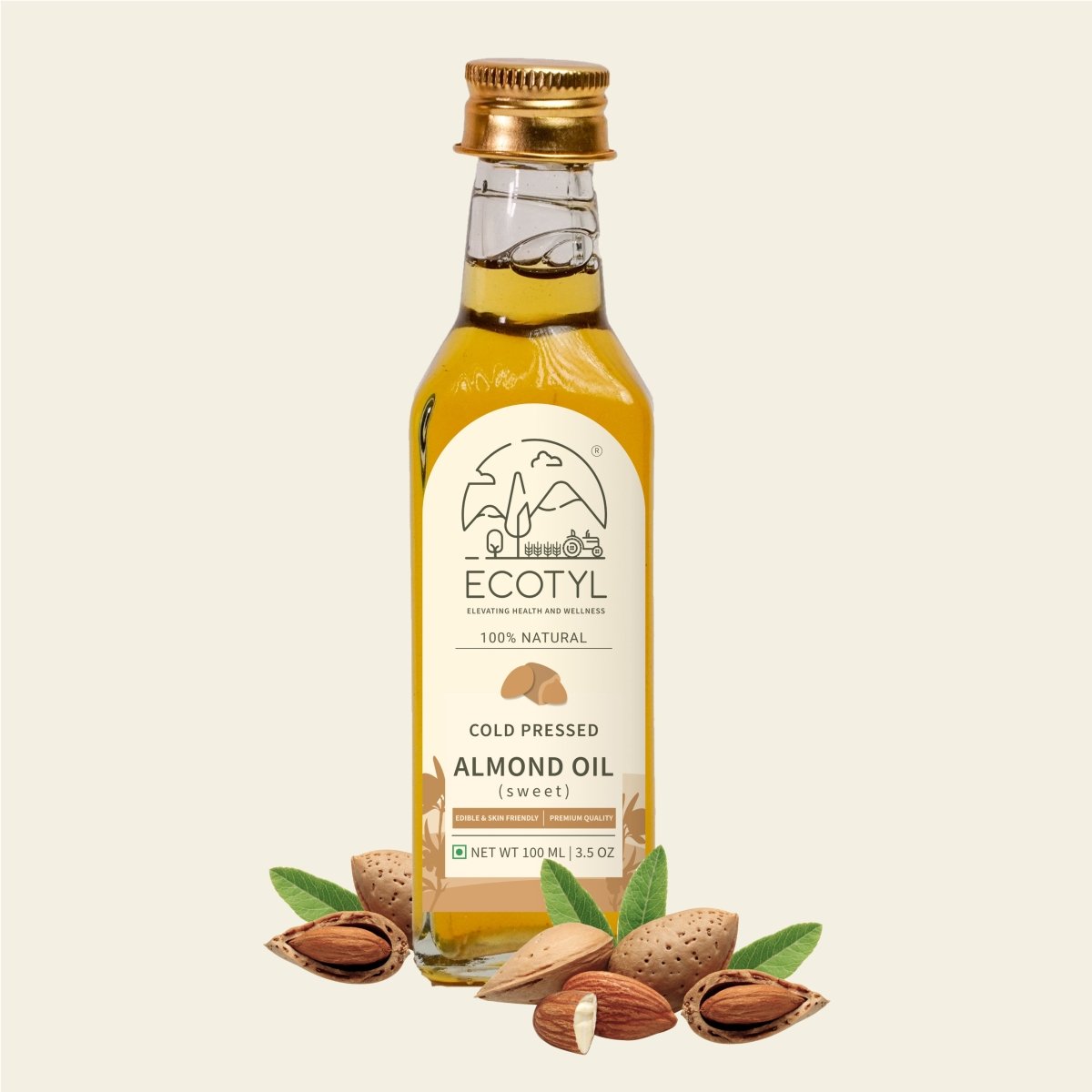 Cold Pressed Almond Oil - Sweet | Haircare & Skincare - 100ml – Cooking Oils on Brown Living™. SKU: ECOTYL00010. Img 1.