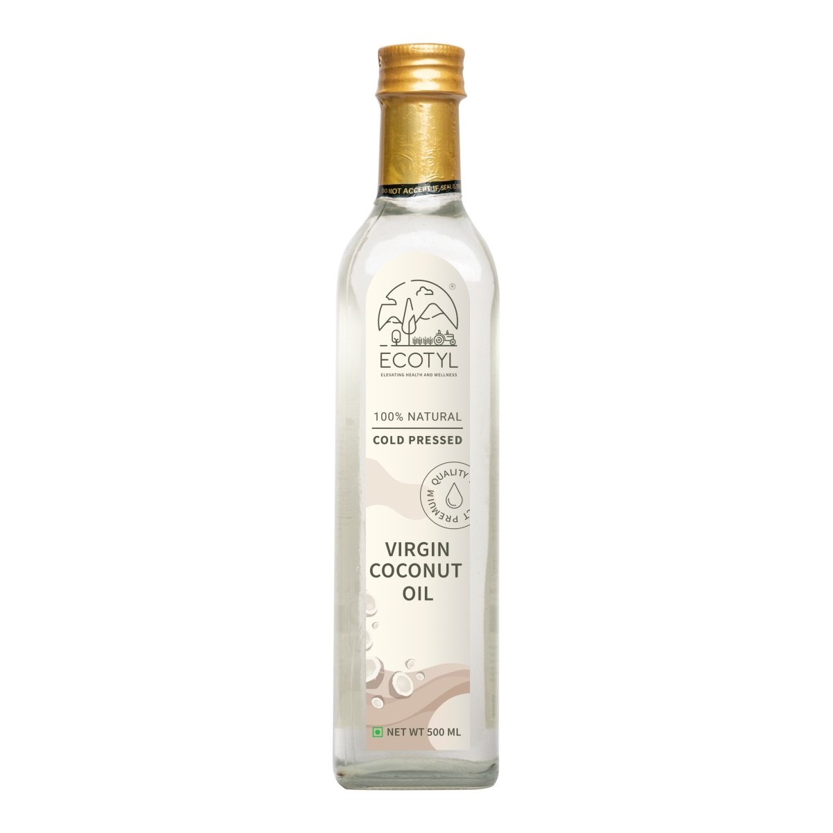 Cold - Pressed Virgin Coconut Cooking Oil - 500ml | Kachi Ghani – Cooking Oils on Brown Living™. SKU: EOICO0GB500. Img 5.
