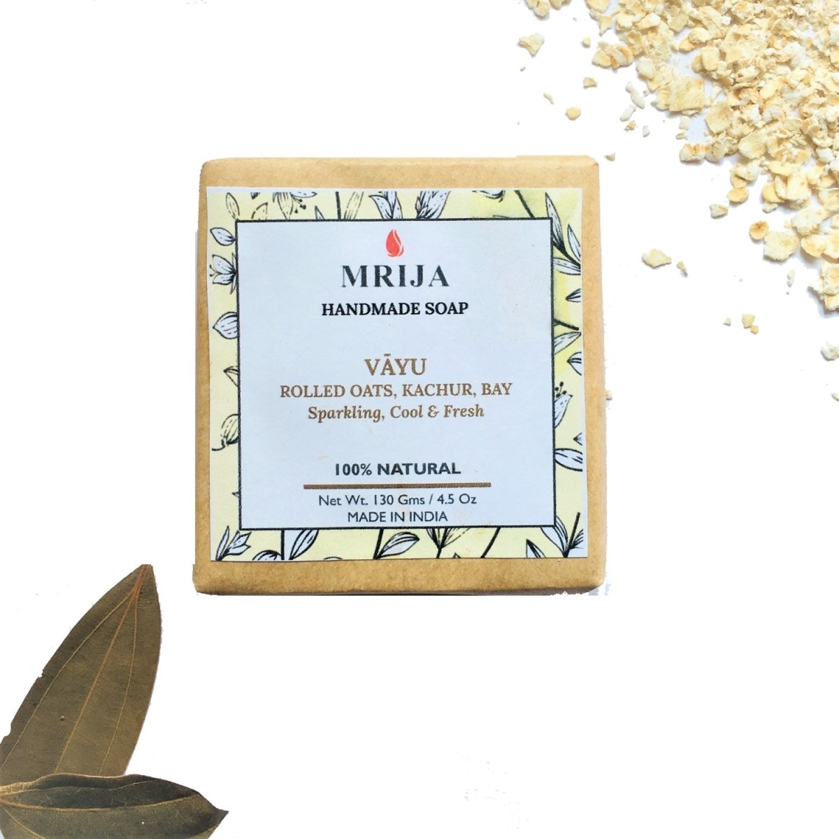 Coldprocess Handmade Soap Vayu - Rolled Oats, Kachur & Bay Soap | 130 g | Verified Sustainable by Brown Living™