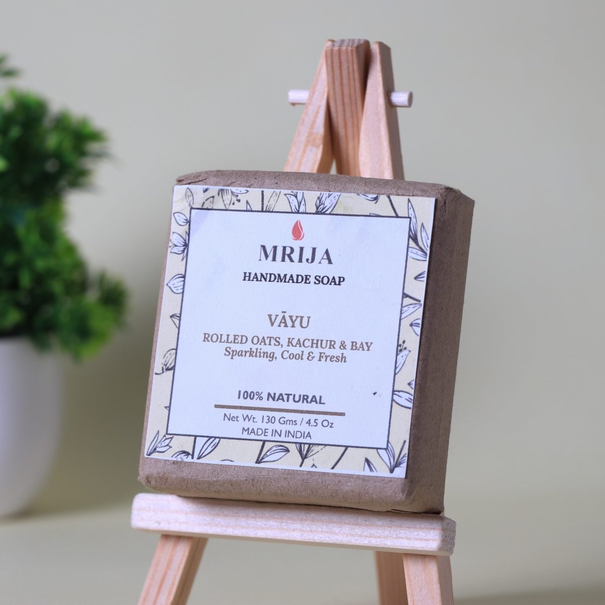 Coldprocess Handmade Soap Vayu - Rolled Oats, Kachur & Bay Soap | 130 g | Verified Sustainable by Brown Living™