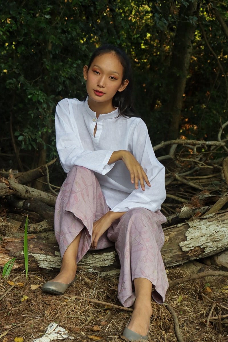 Collared White Top | Organic Cotton – Womens Top on Brown Living™. SKU: pH116_24BL8427. Img 5.