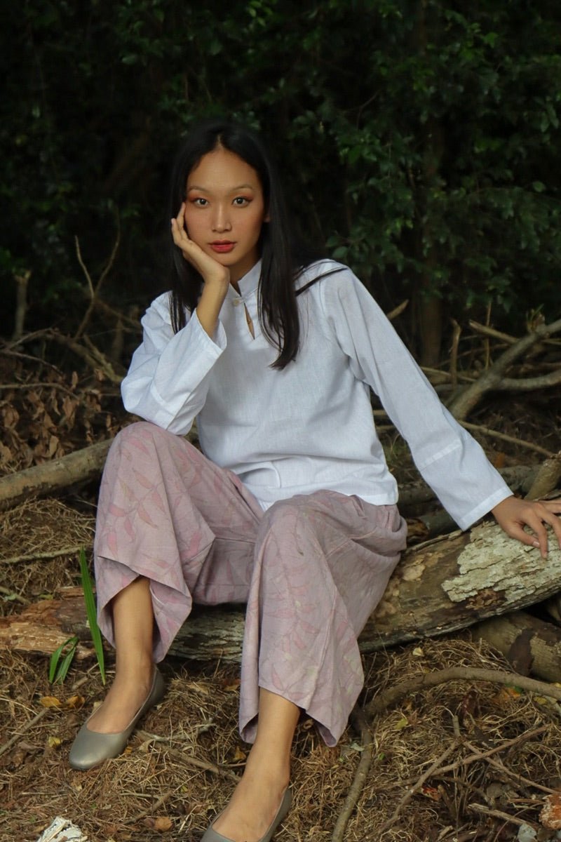 Collared White Top | Organic Cotton – Womens Top on Brown Living™. SKU: pH116_24BL8427. Img 3.