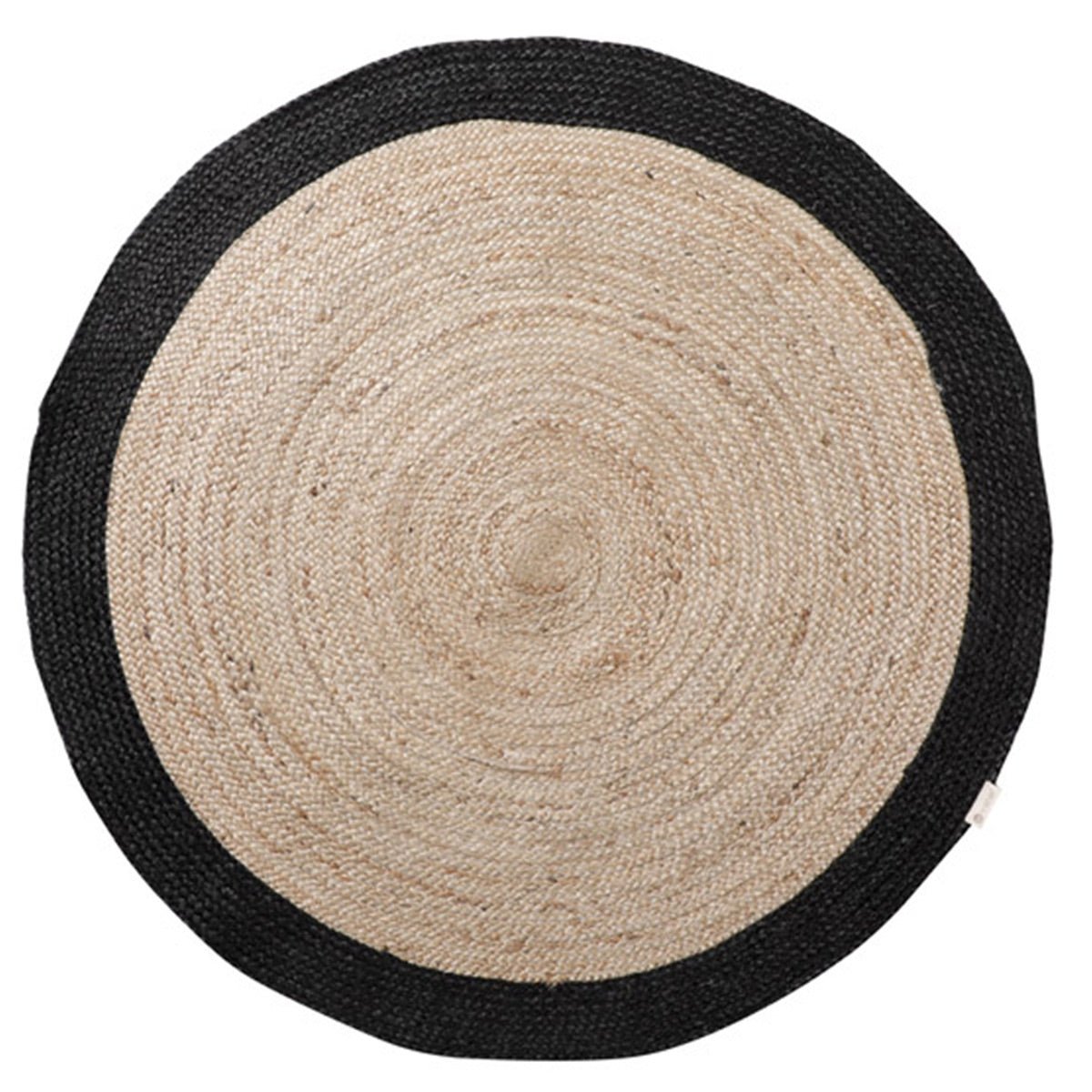 Color Band Jute Rug ( Black) | Verified Sustainable by Brown Living™