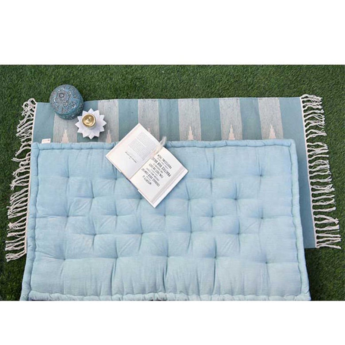 Colour Blocking Corduroy Mattress ( Aqua) | Verified Sustainable by Brown Living™