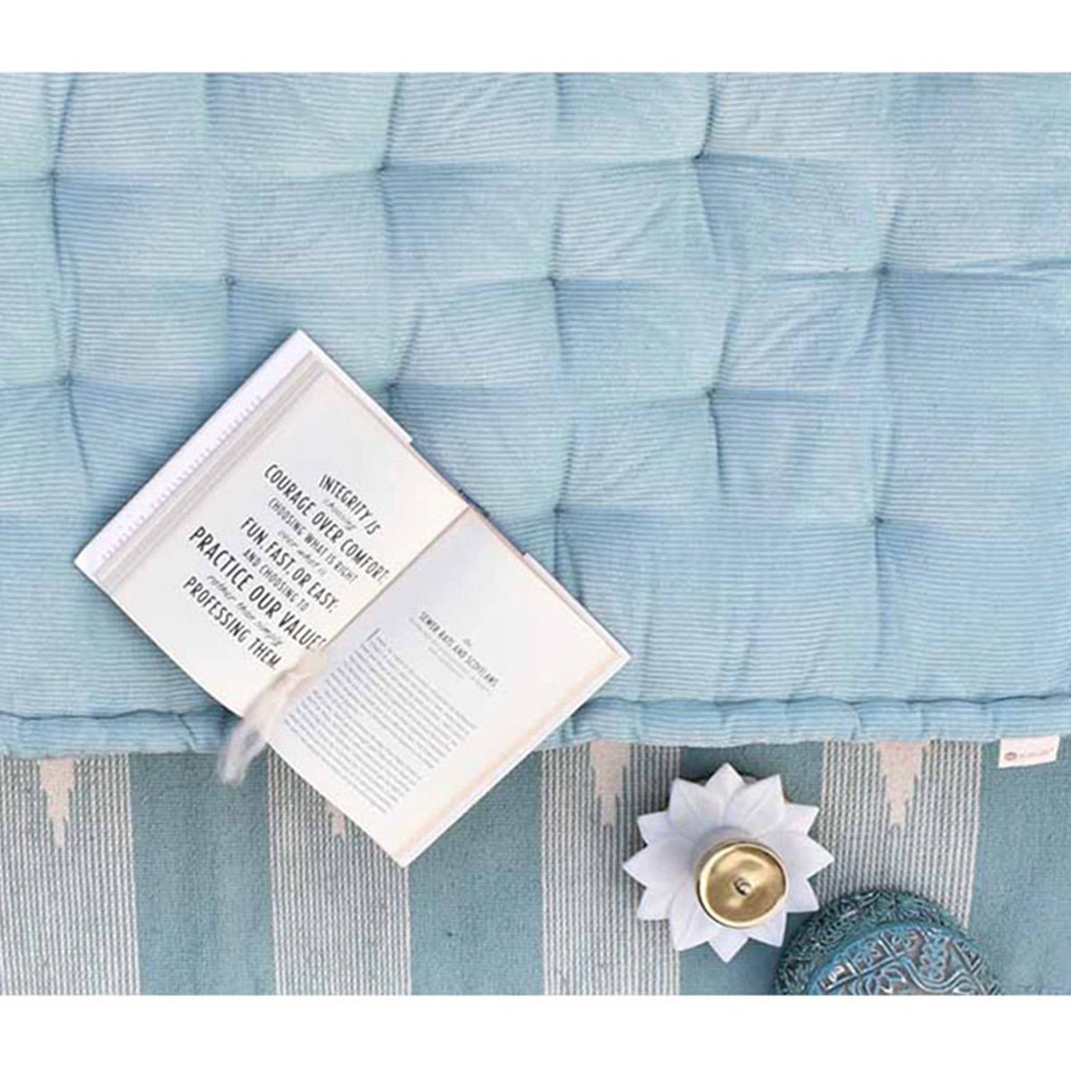Colour Blocking Corduroy Mattress ( Aqua) | Verified Sustainable by Brown Living™