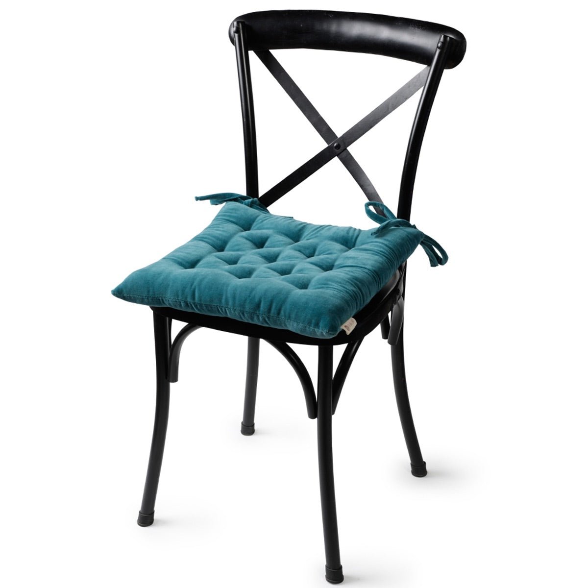 Colour Blocking Velvet Chair Pad (Teal) | Verified Sustainable by Brown Living™