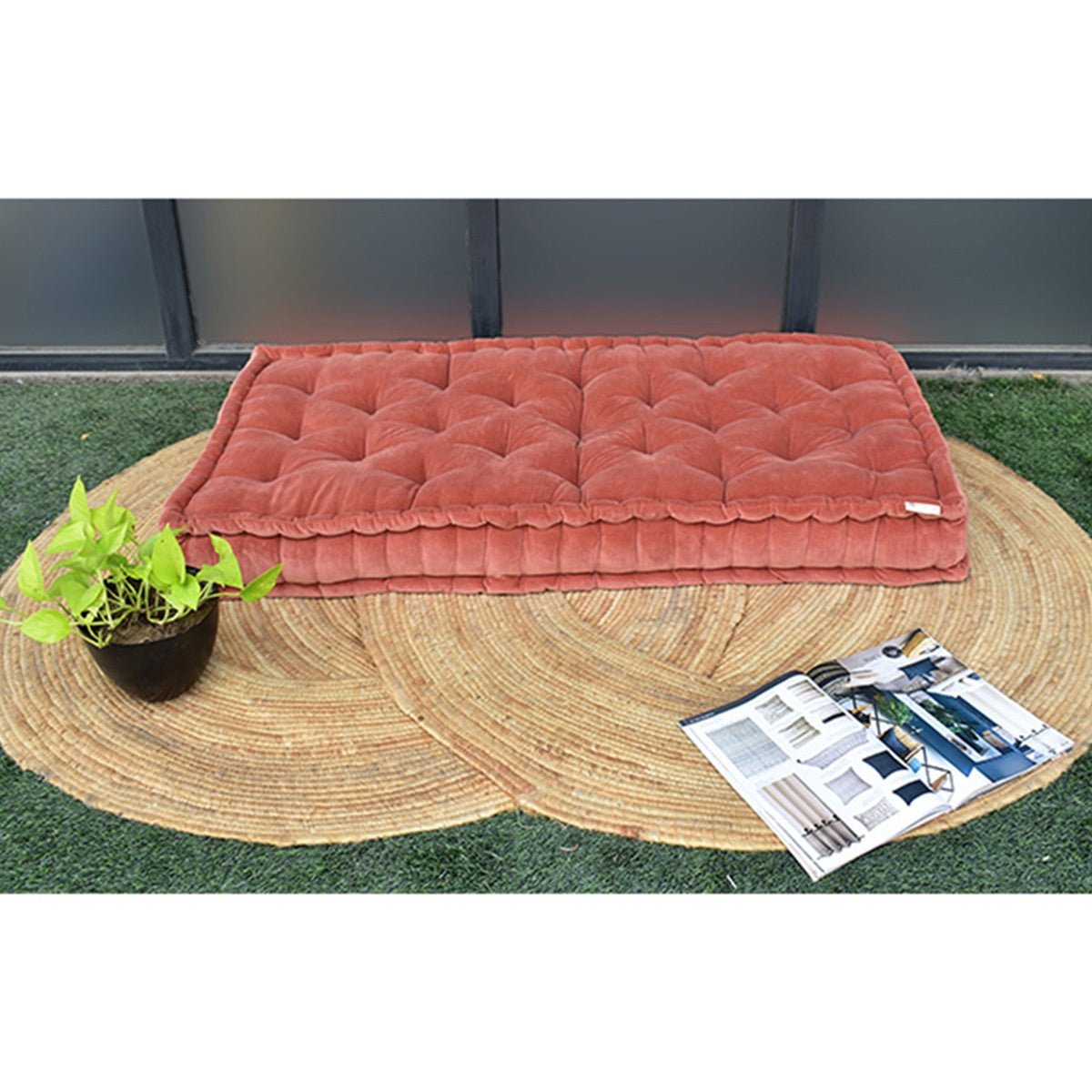 Colour Blocking Velvet Mattress (Rust) | Verified Sustainable by Brown Living™