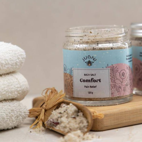 Comfort Bath Salt 120g for Pain Relief – Bath Salt on Brown Living™. SKU: 231 - 09489 - SKUFS - CM - 01. Img 1.