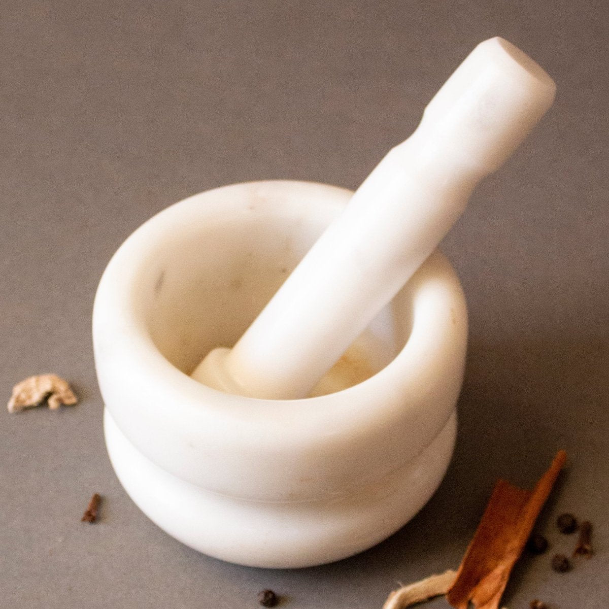 Concentric Marble Mortar and Pestle – Kitchen Tools on Brown Living™. SKU: MP0102. Img 4.