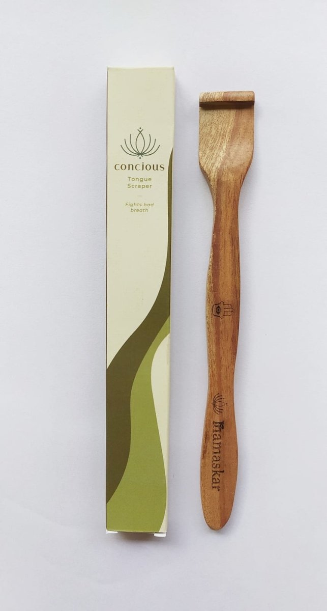 Conscious | Neem wood Tongue Scrapper | Eco - friendly Tongue Cleaner – Oral Care on Brown Living™. SKU: NEE - DEN - 10 - NAM. Img 3.