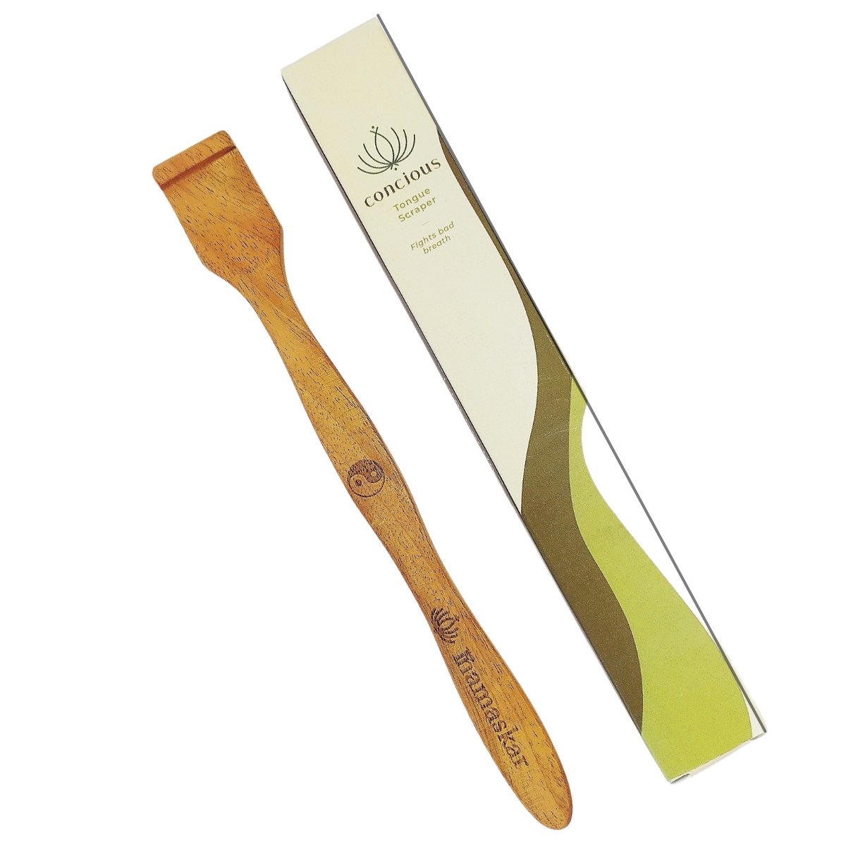 Conscious | Neem wood Tongue Scrapper | Eco - friendly Tongue Cleaner – Oral Care on Brown Living™. SKU: NEE - DEN - 10 - NAM. Img 2.