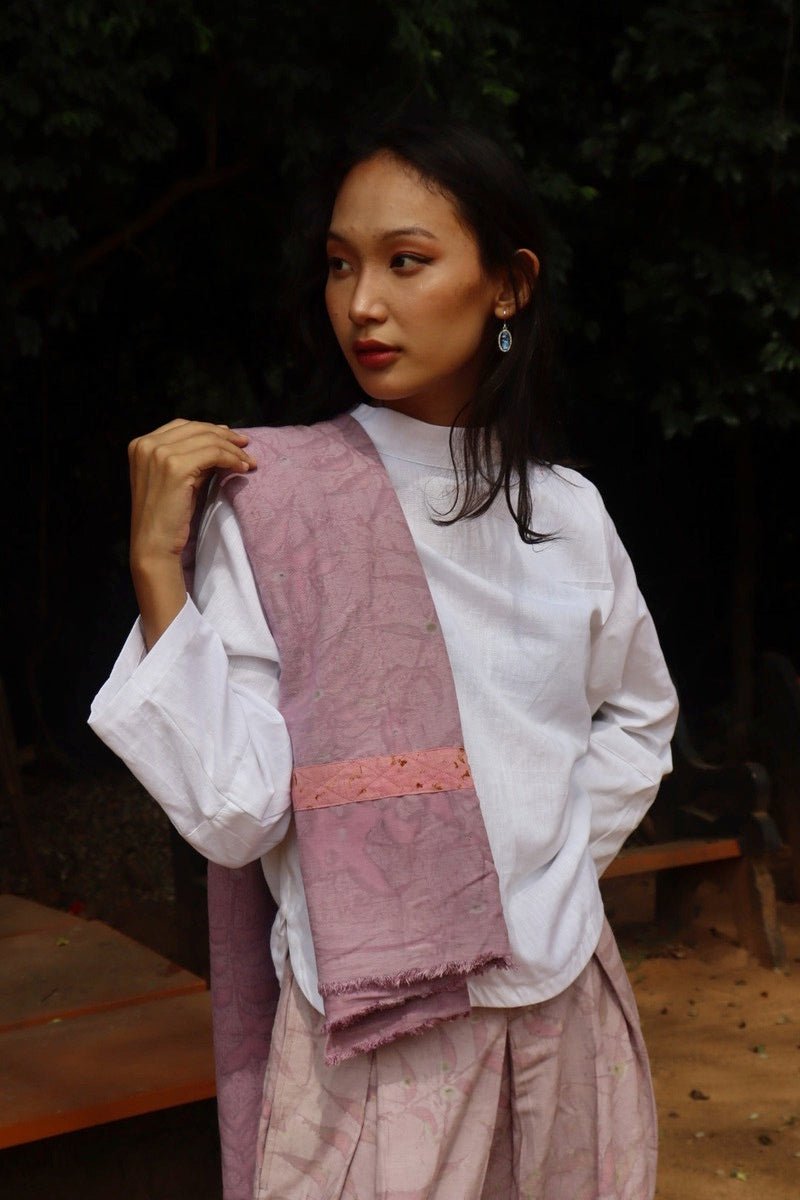 Cotton Stole | Women's Scarf | Eco Printed | Natural dyed – Womens Jacket on Brown Living™. SKU: pH138. Img 3.