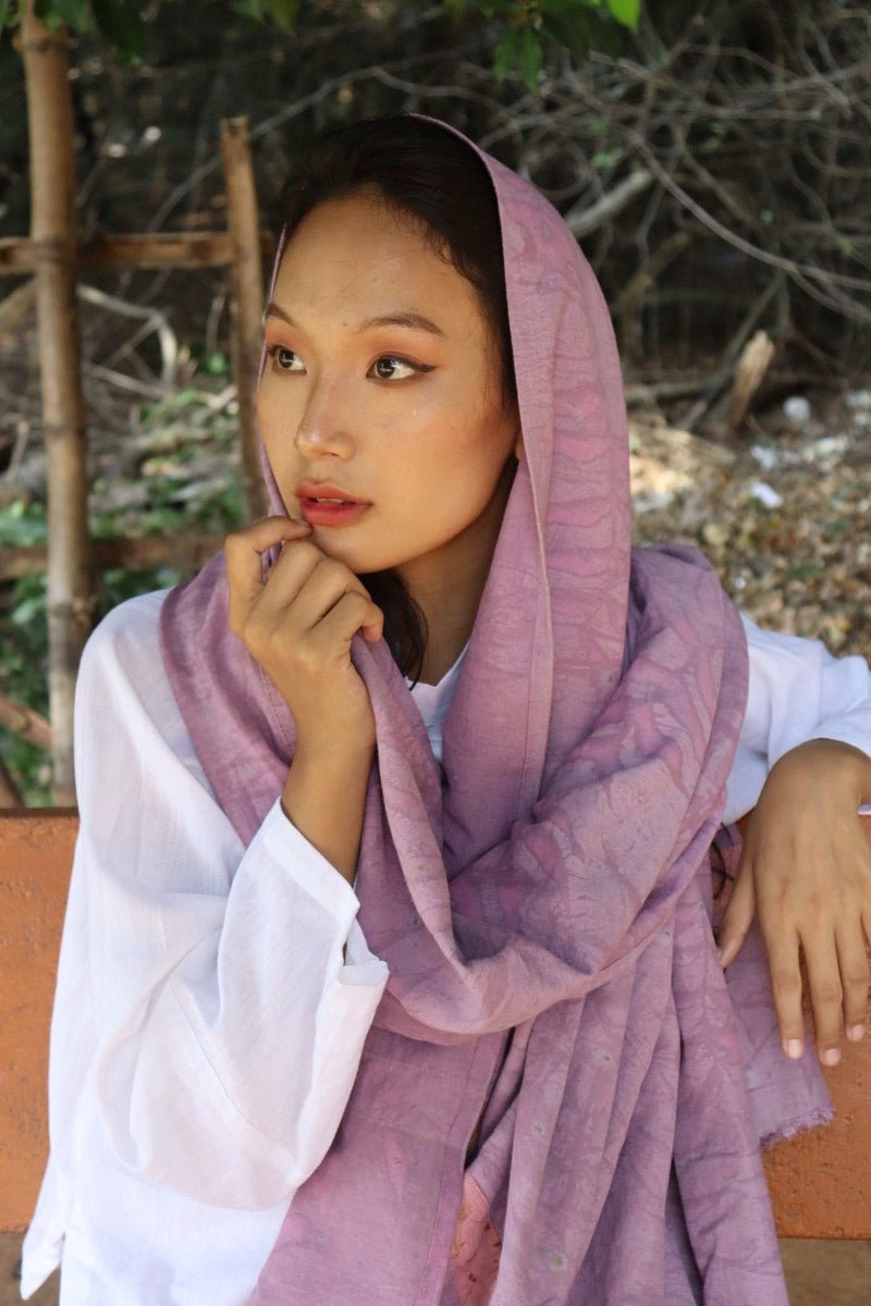 Cotton Stole | Women's Scarf | Eco Printed | Natural dyed – Womens Jacket on Brown Living™. SKU: pH138. Img 5.