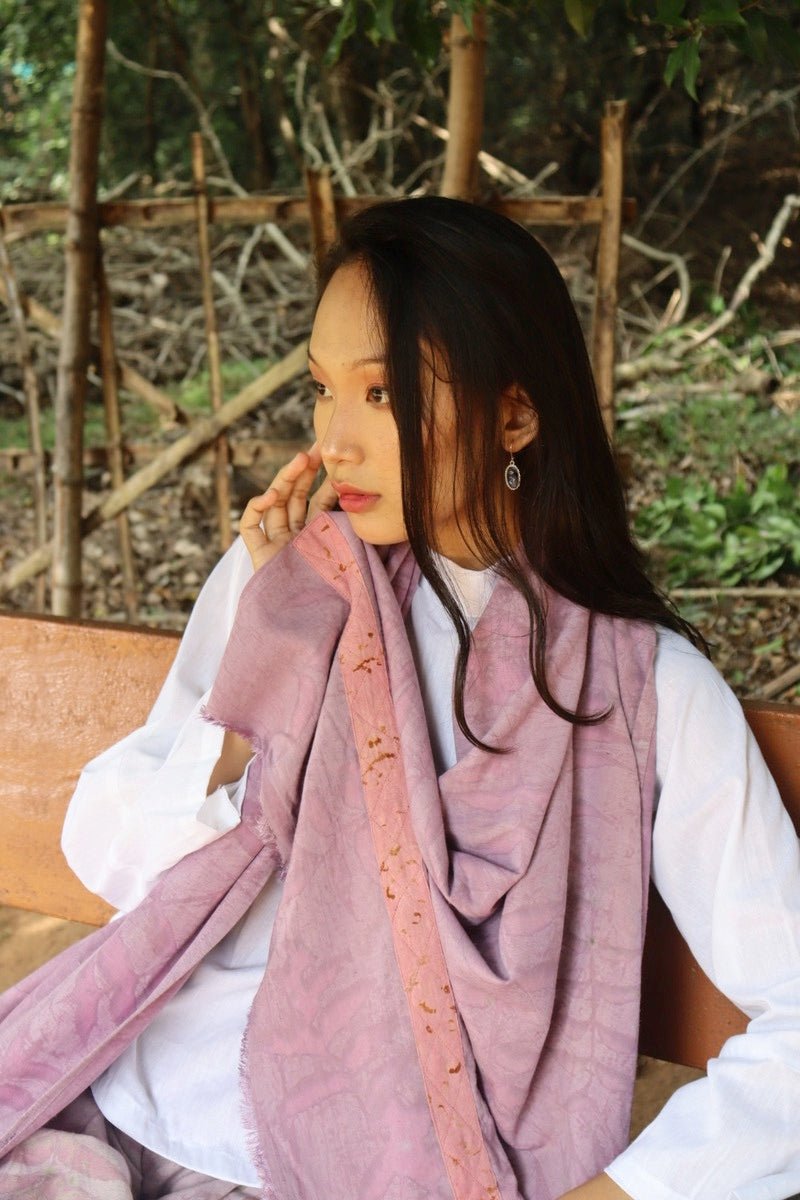 Cotton Stole | Women's Scarf | Eco Printed | Natural dyed – Womens Jacket on Brown Living™. SKU: pH138. Img 2.