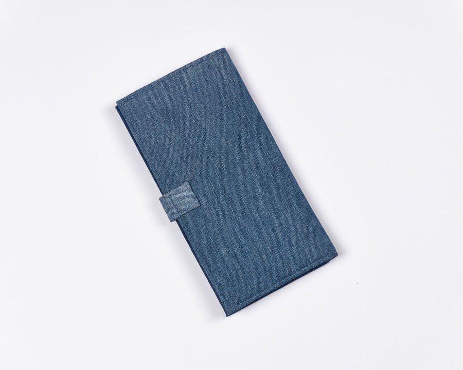 Denim Travel Wallet – Travel Organiser on Brown Living™. SKU: UMW - TRAVEL - W - 01. Img 1.