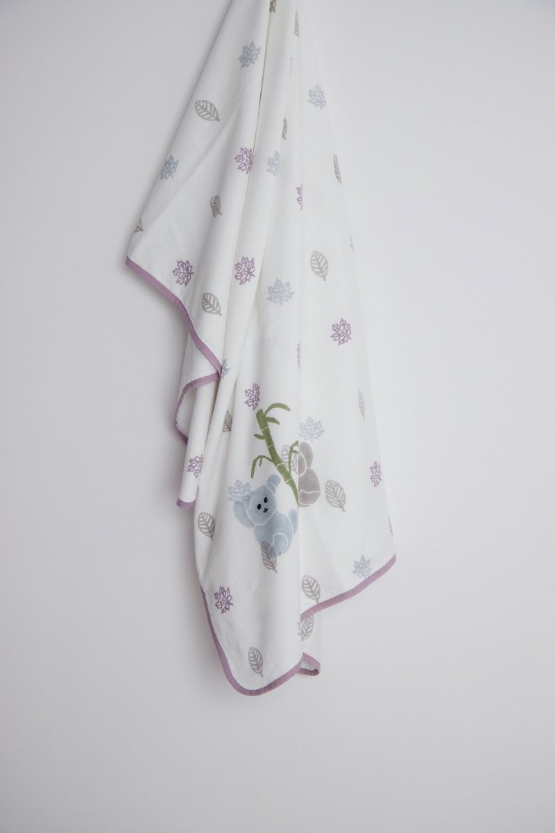 Dohar - K for Koala - Purple | Muslin blanket – Bed Linens on Brown Living™. SKU: MSY - CDB - 0031F - Purple_24BL1866. Img 2.