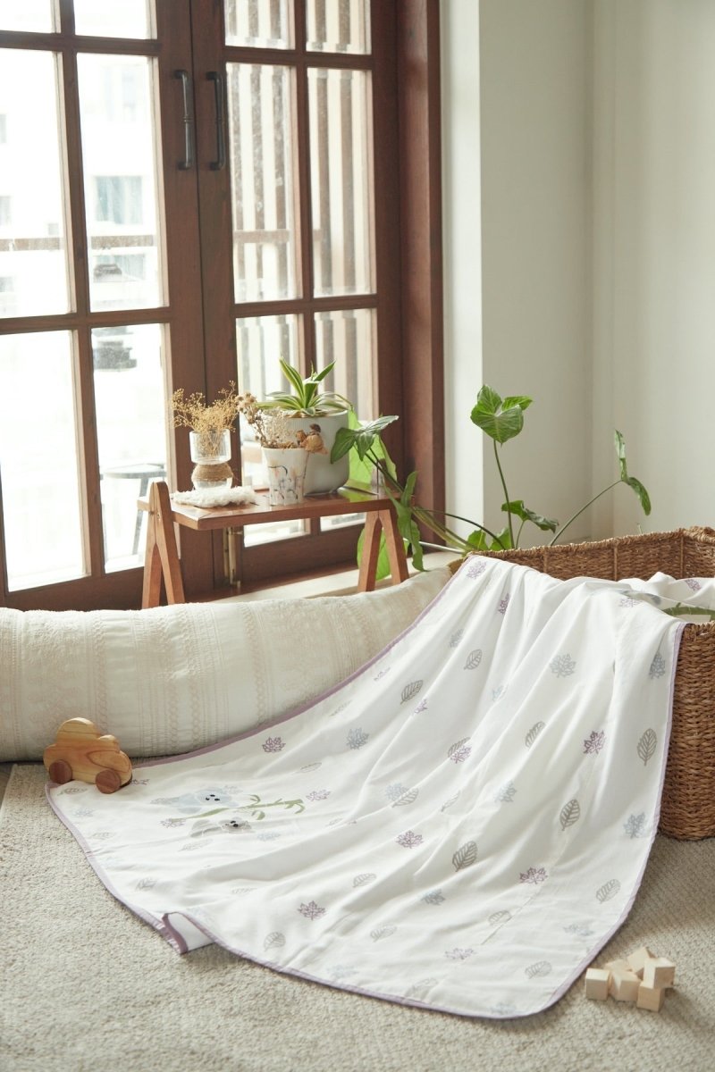 Dohar - K for Koala - Purple | Muslin blanket – Bed Linens on Brown Living™. SKU: MSY - CDB - 0031F - Purple_24BL1866. Img 1.