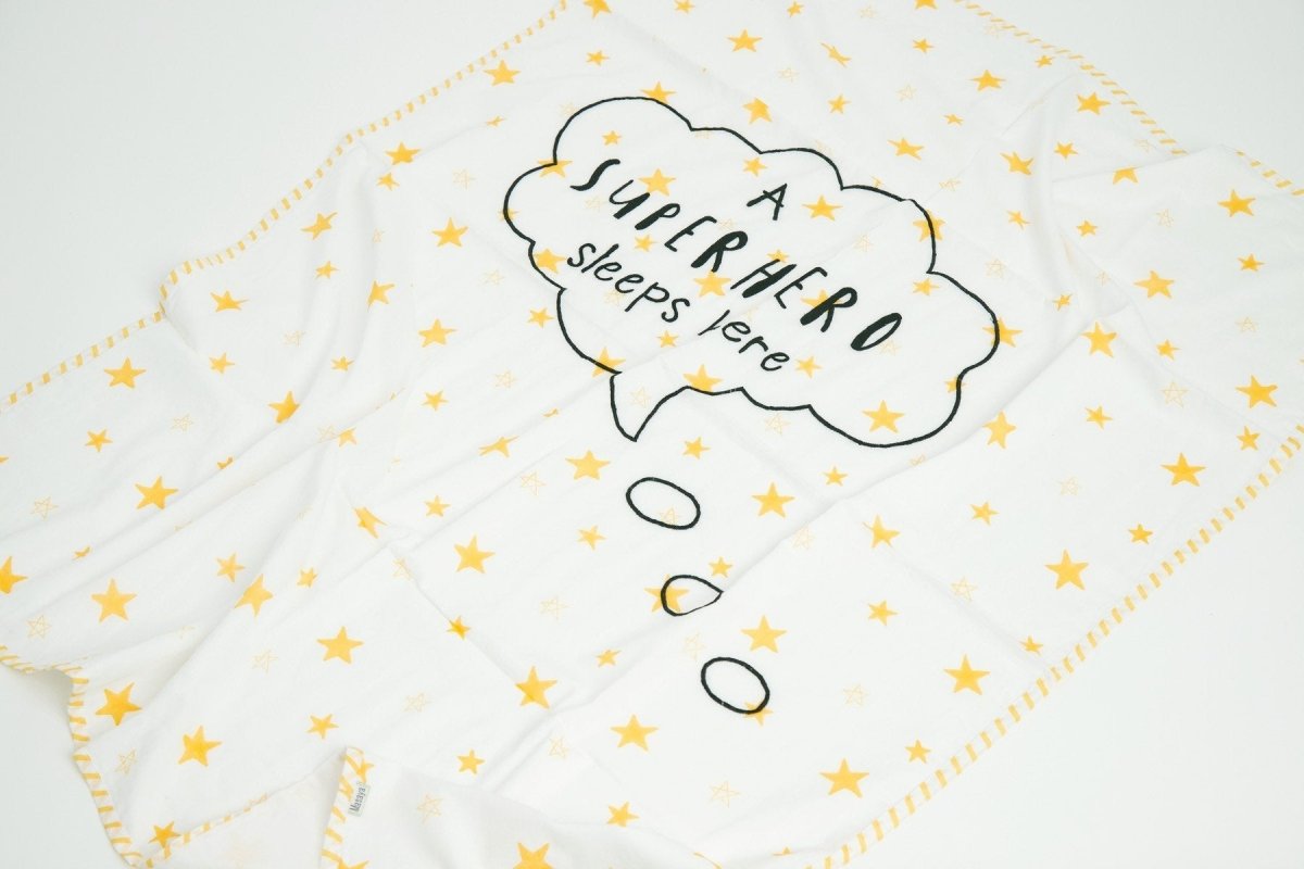 Dohar - Superbaby Flies Over Town - Emroidered – Bed Linens on Brown Living™. SKU: 249 - 16145 - MSY - CDB - 0031C - BlackEmb. Img 11.