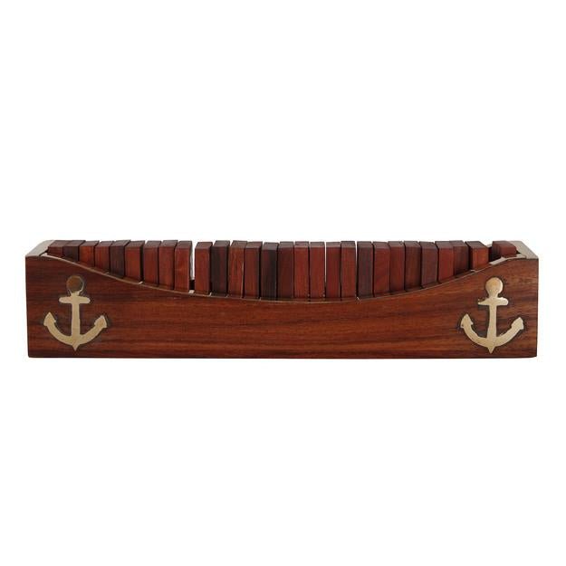 Domino Game, Open Boat Tray and Pieces, Wooden Dominoes Set – Learning & Educational Toys on Brown Living™. SKU: 1085. Img 5.