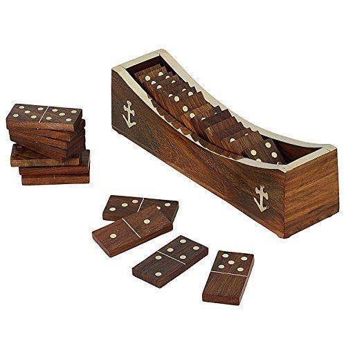 Domino Game, Open Boat Tray and Pieces, Wooden Dominoes Set – Learning & Educational Toys on Brown Living™. SKU: 1085. Img 3.