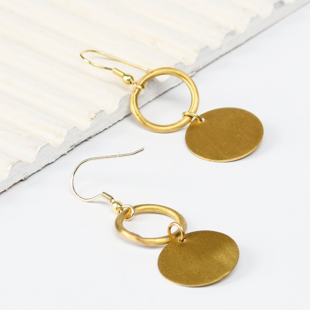 Double Circle Brass Earrings | Verified Sustainable by Brown Living™