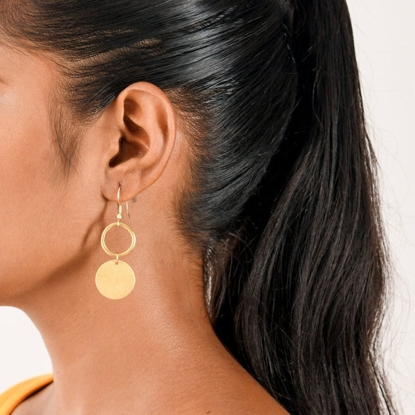 Buy Double Circle Brass Earrings | Shop Verified Sustainable Womens earrings on Brown Living™