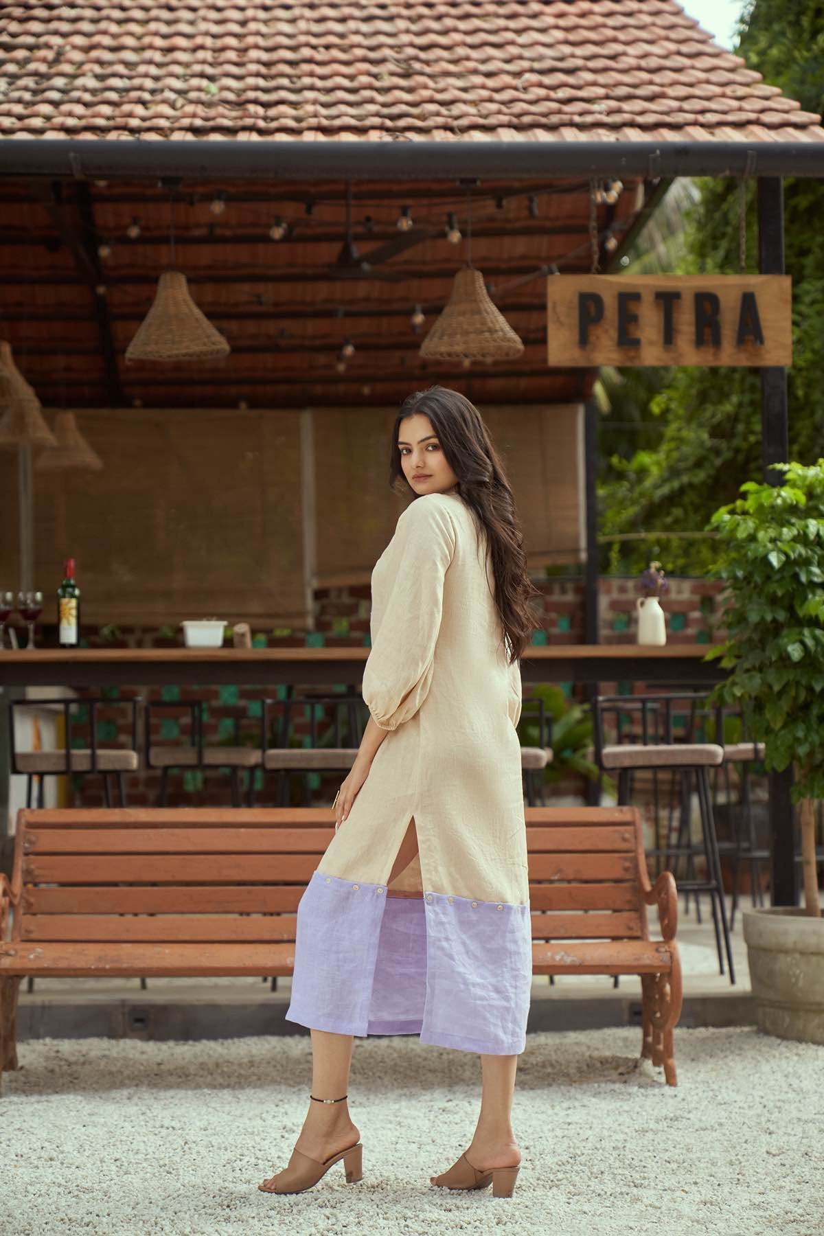 Dreamy Lavender Detachable Hemp and Linen Dress – Womens Dress on Brown Living™. SKU: TCC - LDV - 201167. Img 4.