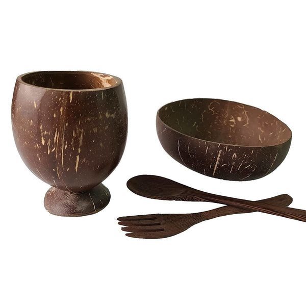Buy Earthy Meal Set, Eco-Friendly, Artisan-Made, Organic, Coconut Shell | Shop Verified Sustainable Cutlery Kit on Brown Living™