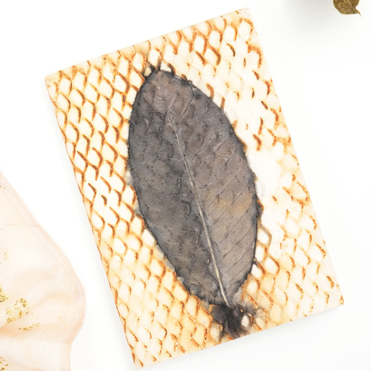 Eco - printed Handmade Journal - Rust leaf print | Verified Sustainable by Brown Living™