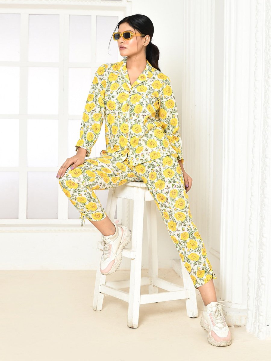 Elaura Handprinted Cotton Co - Ord Sets Women – Womens Co - Ord Sets by Expressions By UV available on Brown Living™. S . SKU: UVBLISSCOY0015 - S_24BL1779. Img 1.