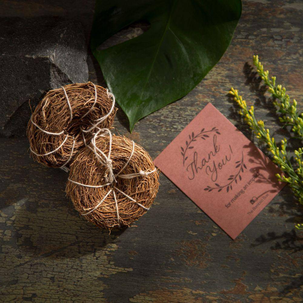 Exfoliating Body Scrubber | Handwoven Vetiver Khas Roots | Set of 2 – Bath Accessories on Brown Living™. SKU: TBB - 38. Img 3.