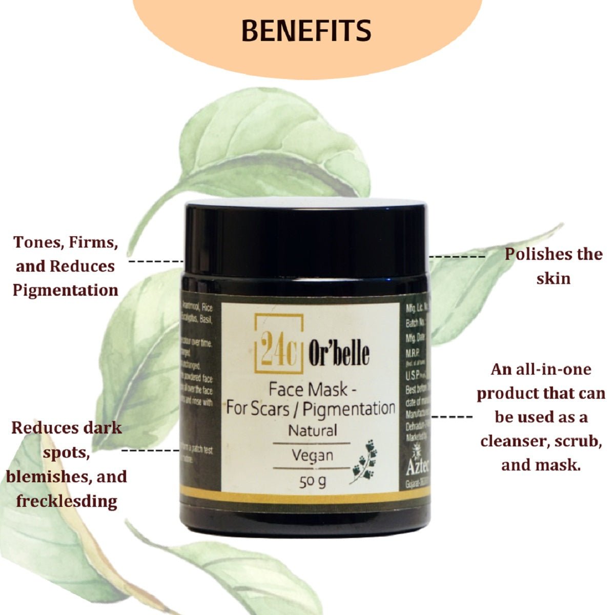 Face Mask for Scars & Pigmentation – Face Pack on Brown Living™. SKU: SKIE04. Img 4.