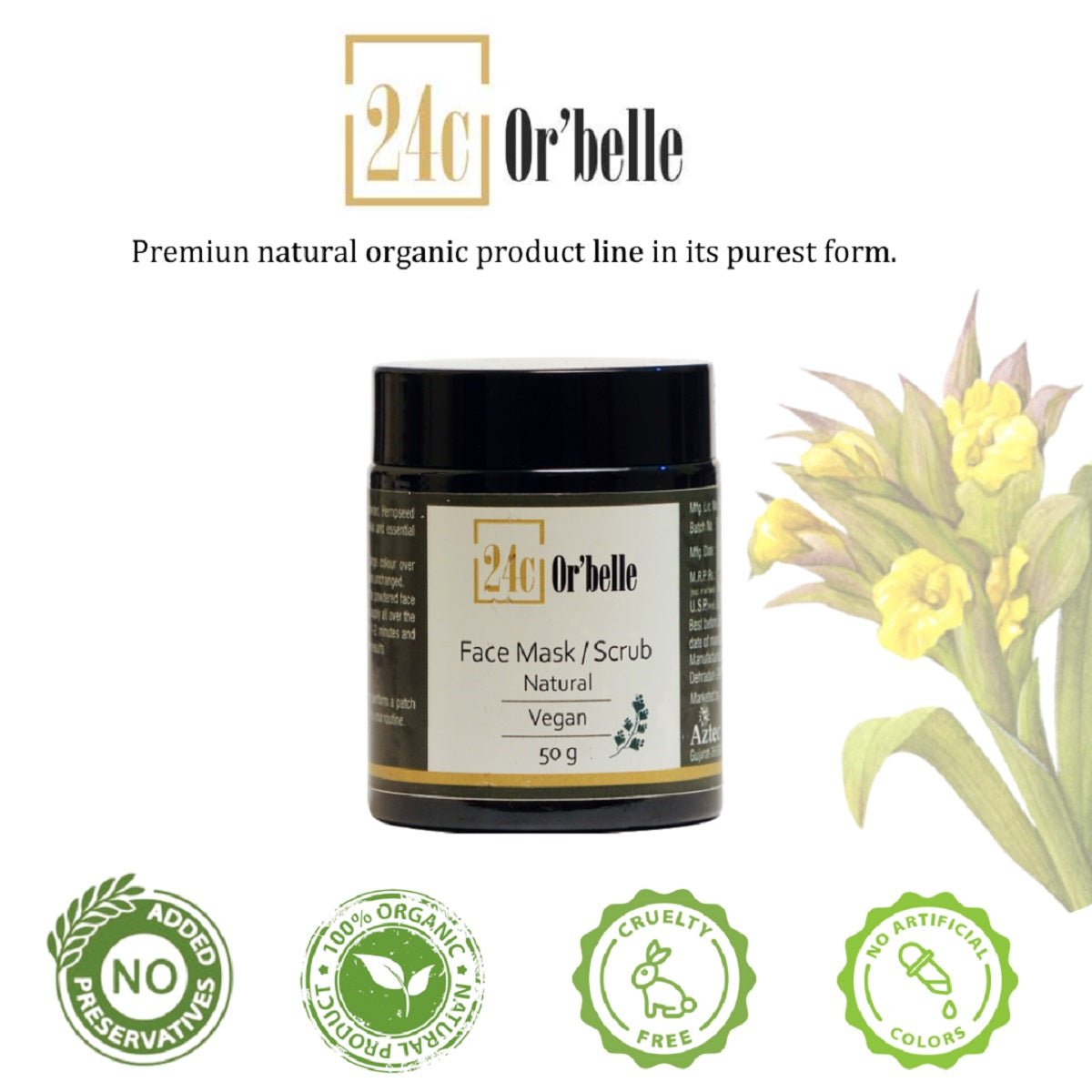 Face Mask Scrub - Pure, Organic Exfoliation – Face Pack on Brown Living™. SKU: SKIE12. Img 6.